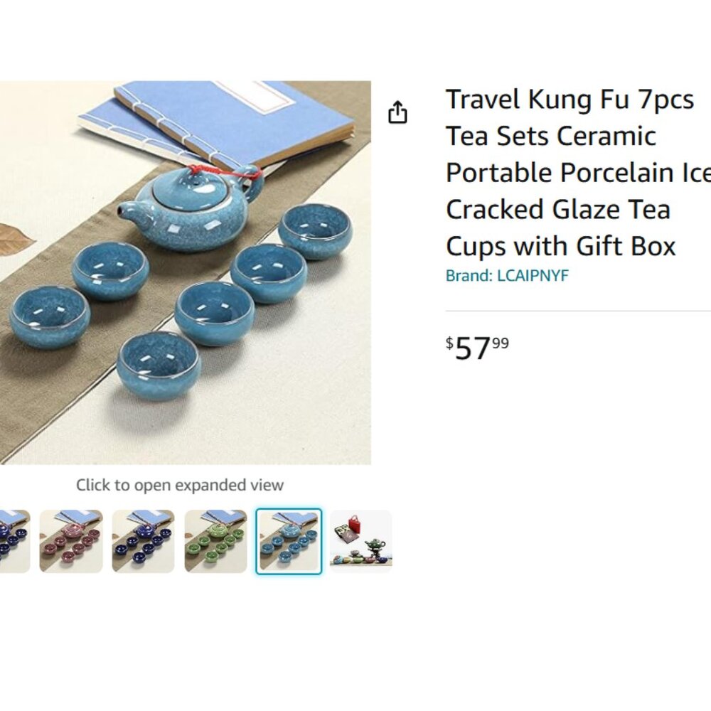 7 pcs Blue Ceramic Porcelain Traditional Tea Set - Picture 5 of 5